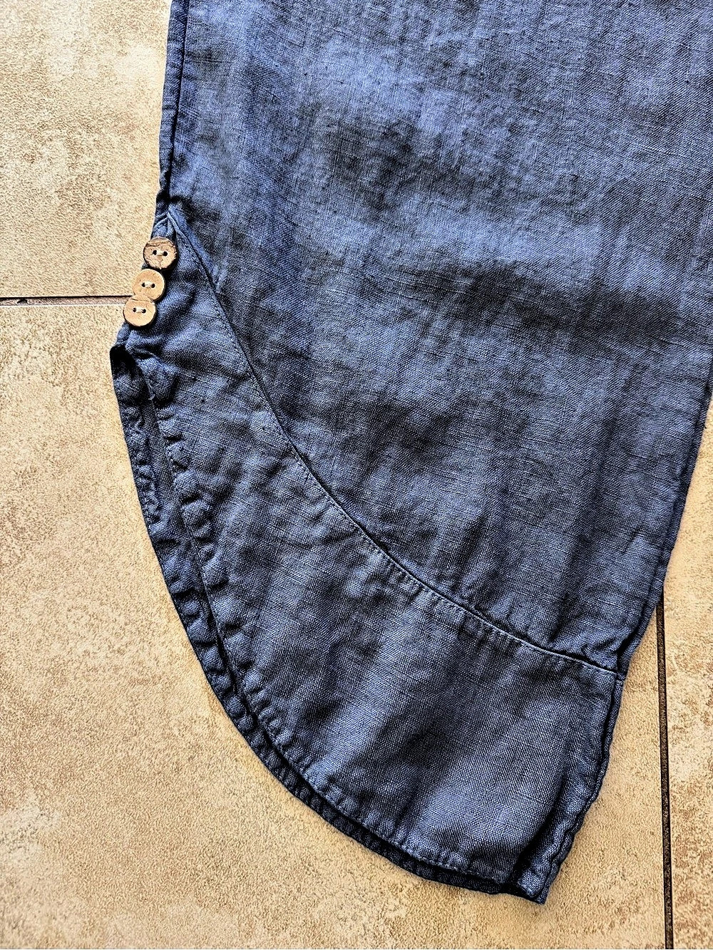 Made in Italy 100% Linen Blue Tulip Hem Harem Pants Size S Boho - Picture 6 of 7